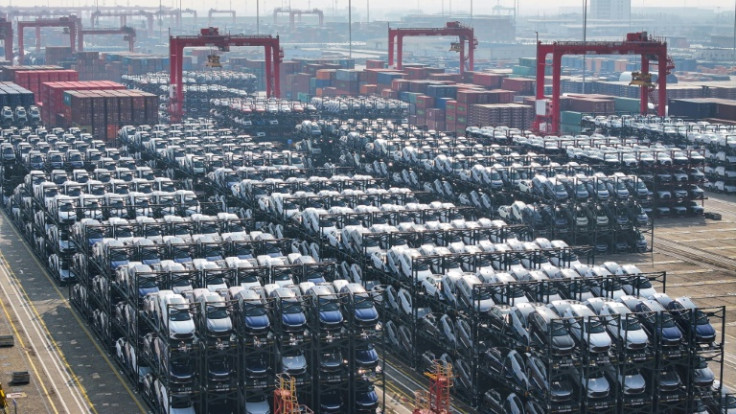 BYD electric cars wait to be loaded onto a ship in Suzhou, China. Washington has finalised a rule effectively barring Chinese technology from cars in the US market