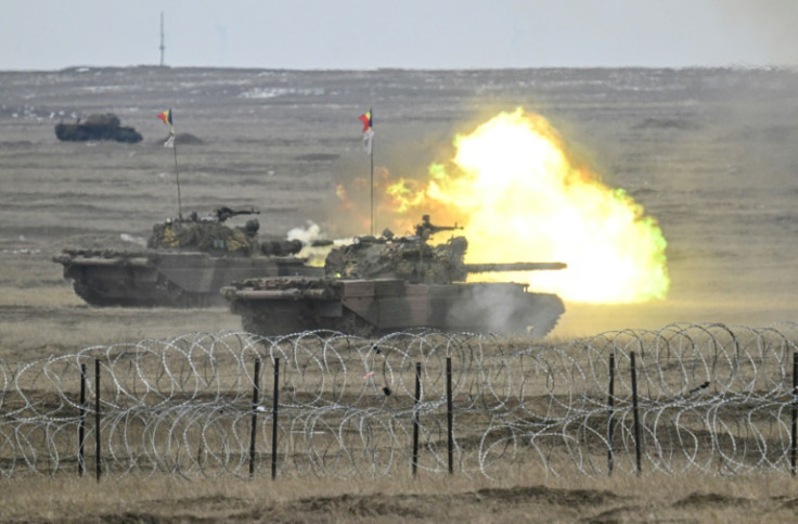 Romanian army tanks during a NATO exercise in Smardan, southeastern Romania